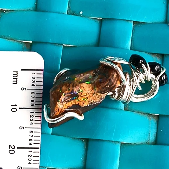Australian Boulder Opal Pendant Sterling Silver - Picture 12 of 16